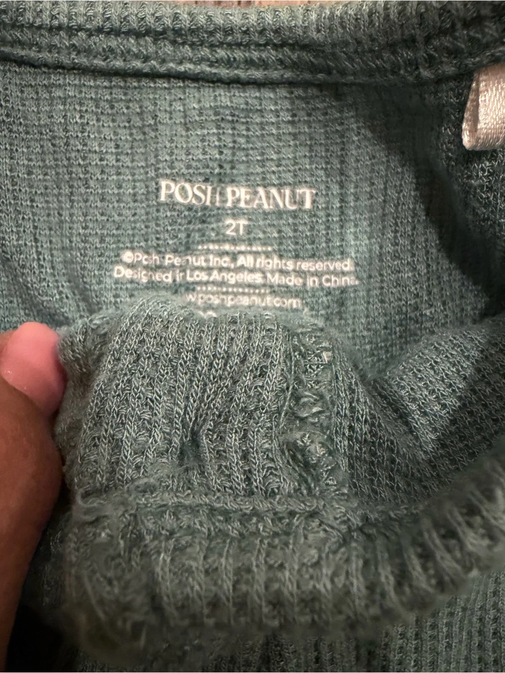 Posh Peanut Teal Long-Sleeve Waffle Knit Dress